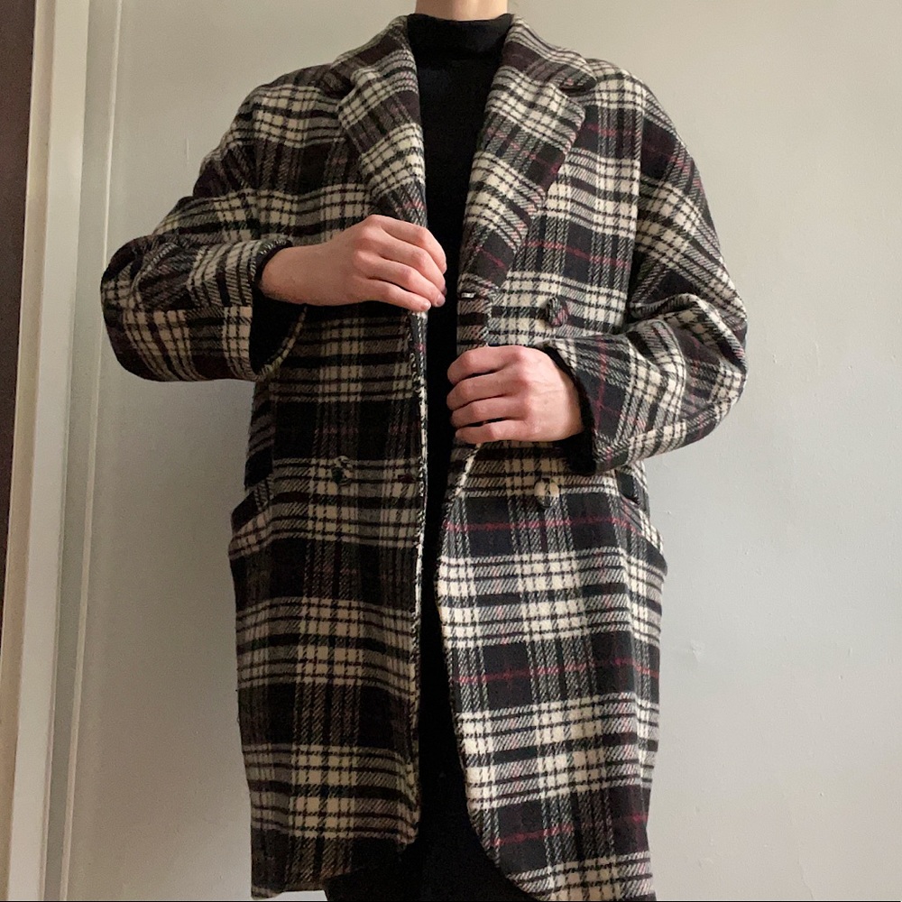 Reformation Plaid Double Breasted Wool Coat